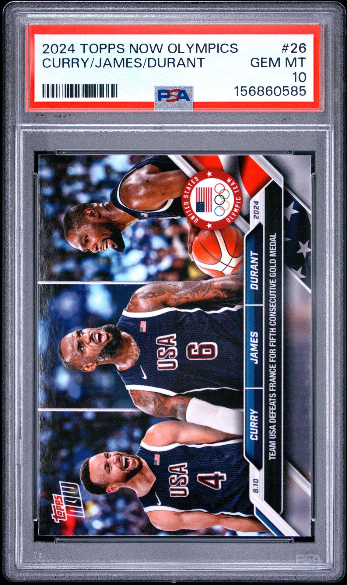 2024 Topps Now Olympic Games Curry/James/Durant #26 Gem Mt 10 front