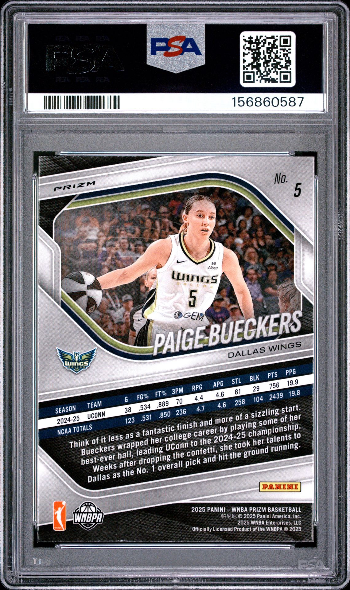 2025 Panini Prizm Wnba Paige Bueckers #5 (Ice) Mint 9 back