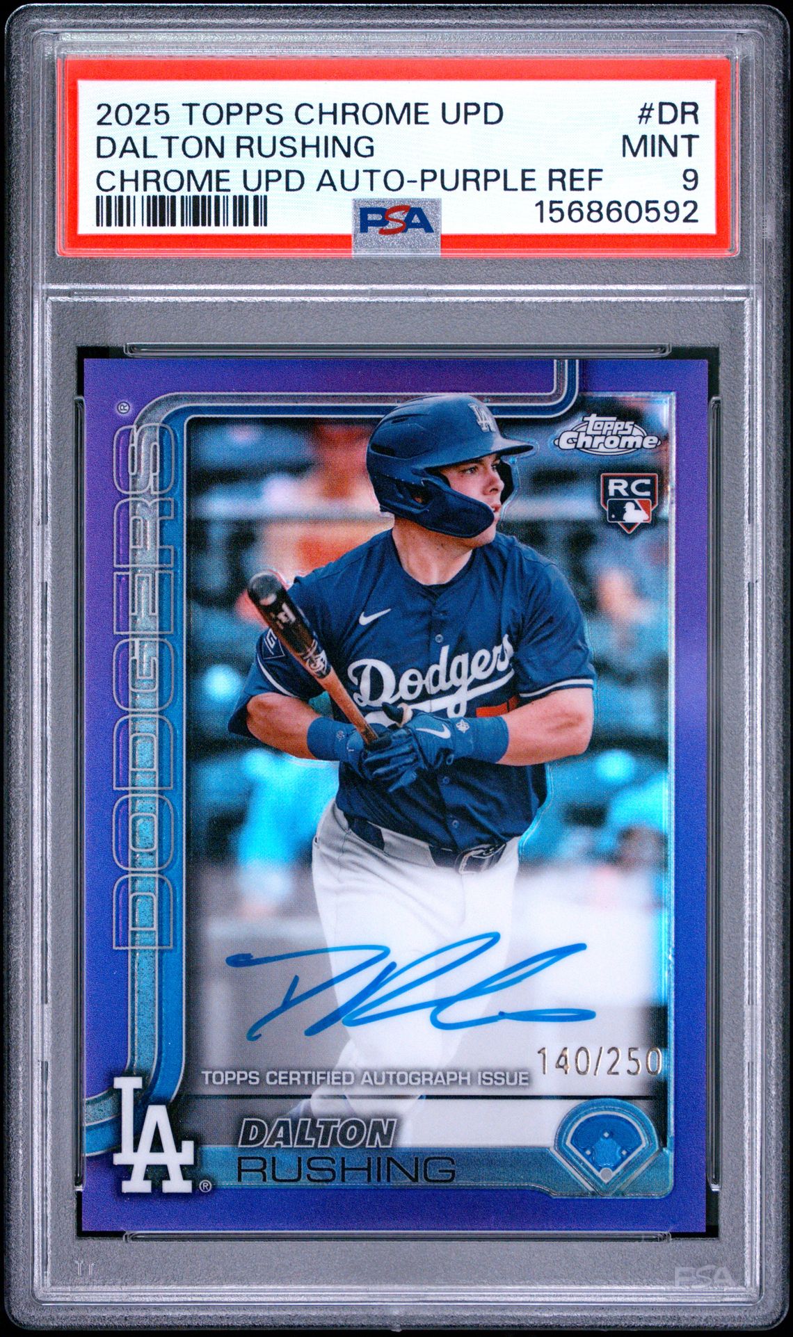 2025 Topps Chrome Update Chrome Update Autographs Dalton Rushing #Dr (Chrome Upd Auto-Purple Ref) Mint 9 front