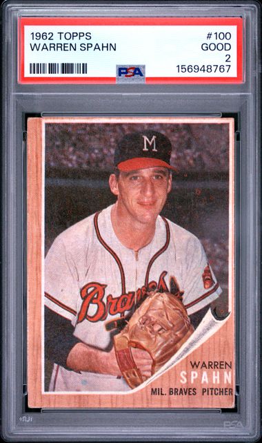1962 Topps TOPPS #100 Warren Spahn front