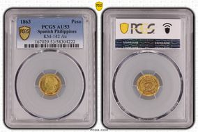 1863 Peso KM-142 Au AU53