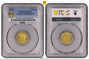 1862 2 Peso KM-143 Au AU58
