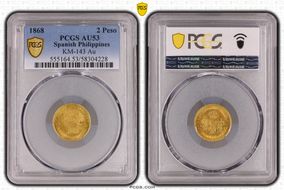1868 2 Peso KM-143 Au AU53