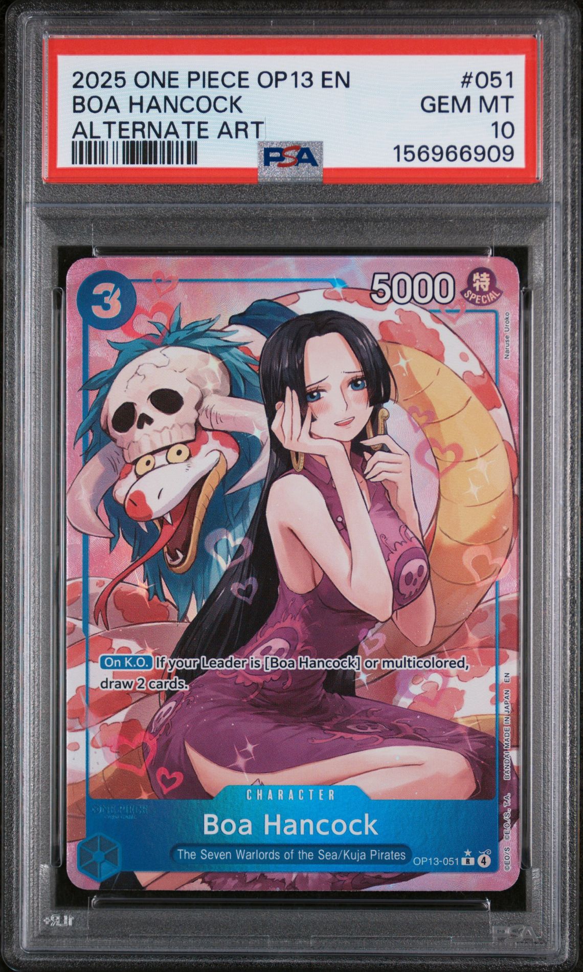2025 One Piece Op13-Carrying On His Will Boa Hancock #051 (Alternate Art) Gem Mt 10 front