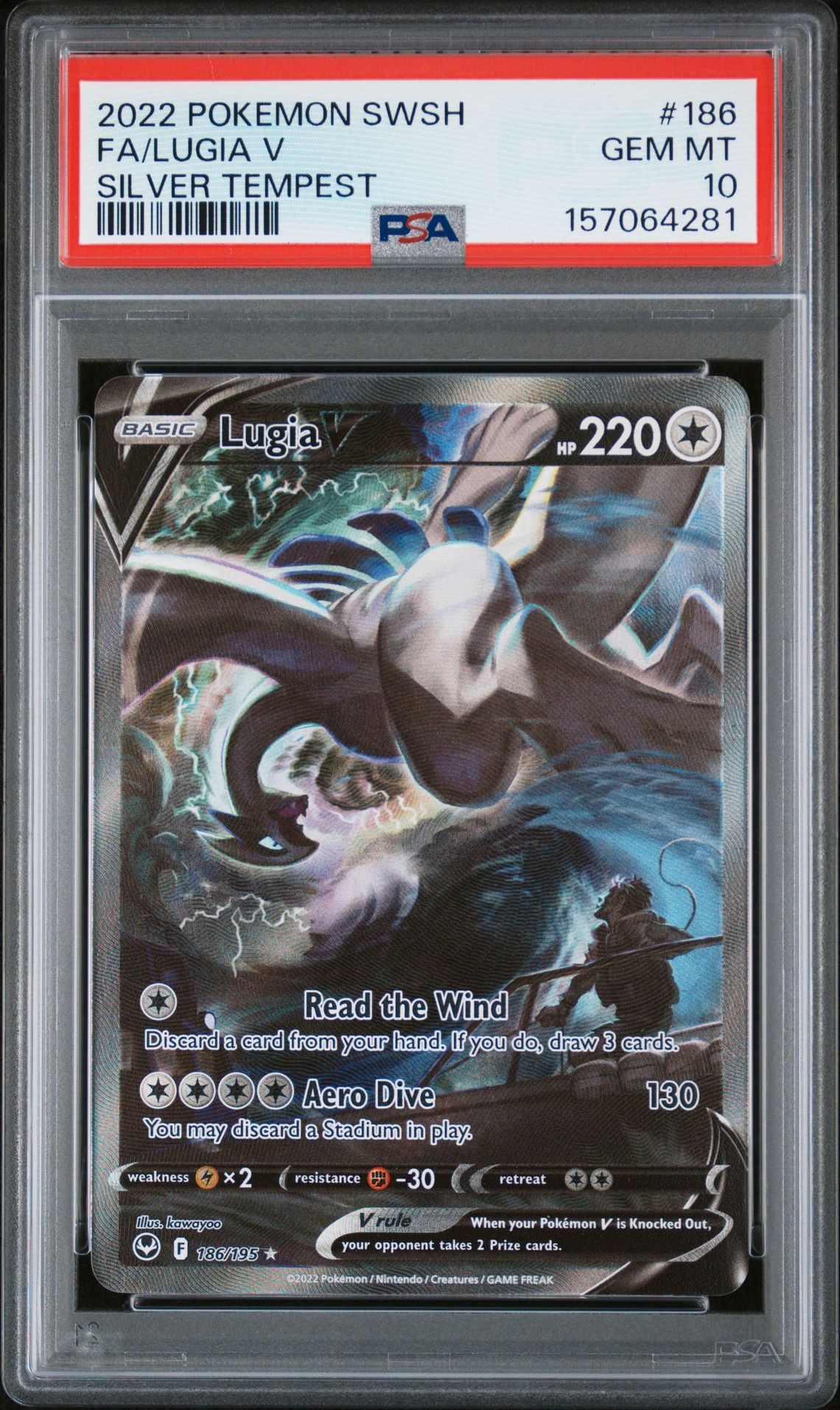 2022 Pokemon POKEMON SWORD & SHIELD SILVER TEMPEST #186 Fa/Lugia V front