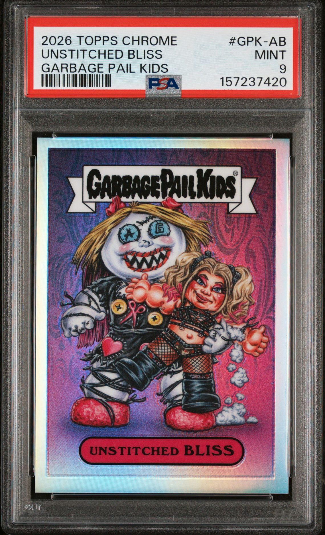 2026 Topps TOPPS CHROME WWE GARBAGE PAIL KIDS #GPK-AB Unstitched Bliss front