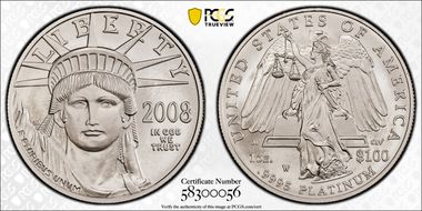 2008-W $100 Burnished St. of Liberty SP69