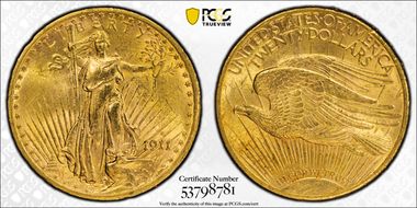 1911-S $20 MS63
