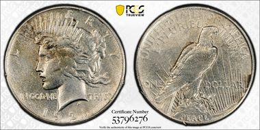 1921 $1 High Relief, Peace N1