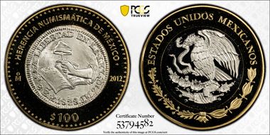 2012-Mo 100 P 1828-Mo 8 Escudo Numismatic Heritage PL69