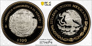 2012-Mo 100 P Felipe III Cob Numismatic Heritage PL70