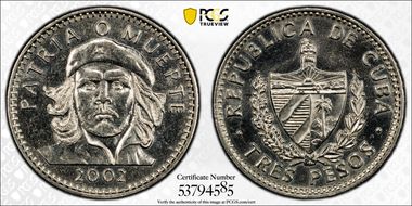 2002 3 Peso Che Guevara MS64