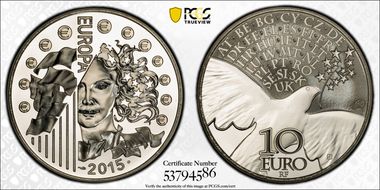 2015 € 10 70 Yrs Peace in Europe PR68DCAM