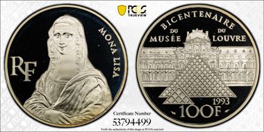 1993 100 Fr Les Trésors - Mona Lisa PR69DCAM