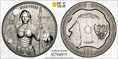 2022 "5 Mk" Hildegard - Valkyries 1oz Ag Fantasy Issue MS70