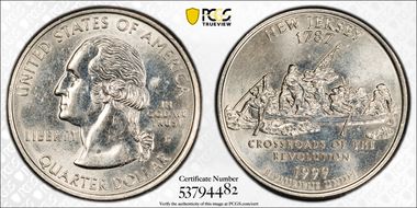 1999-D 25C New Jersey AU58