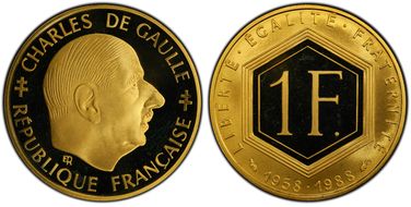 1988 1 Fr Charles De Gaulle Gad-475 Au PR70DCAM
