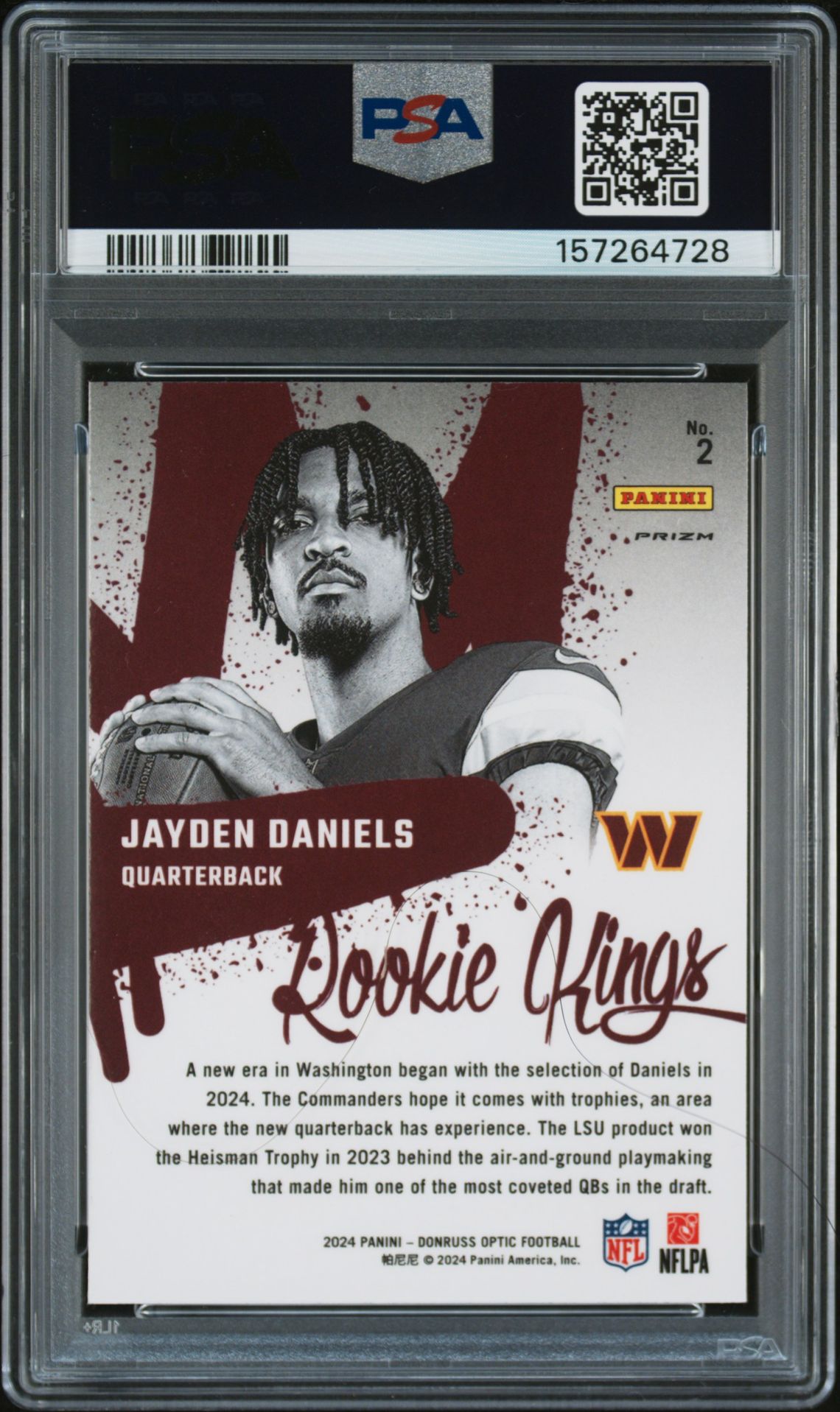2024 Panini Donruss Optic Rookie Kings Jayden Daniels #2 Gem Mt 10 back