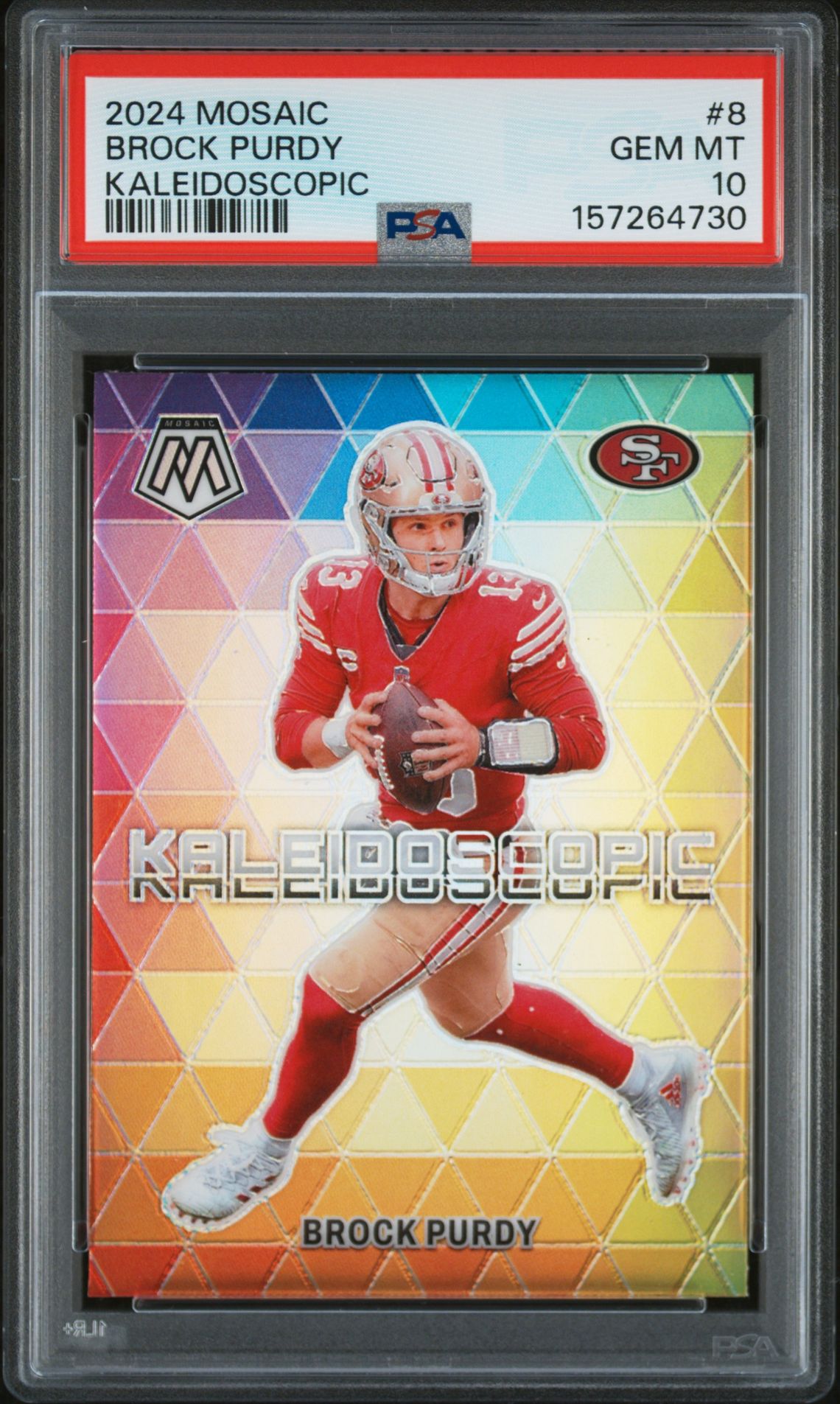 2024 Panini Mosaic Kaleidoscopic Brock Purdy #8 Gem Mt 10 front