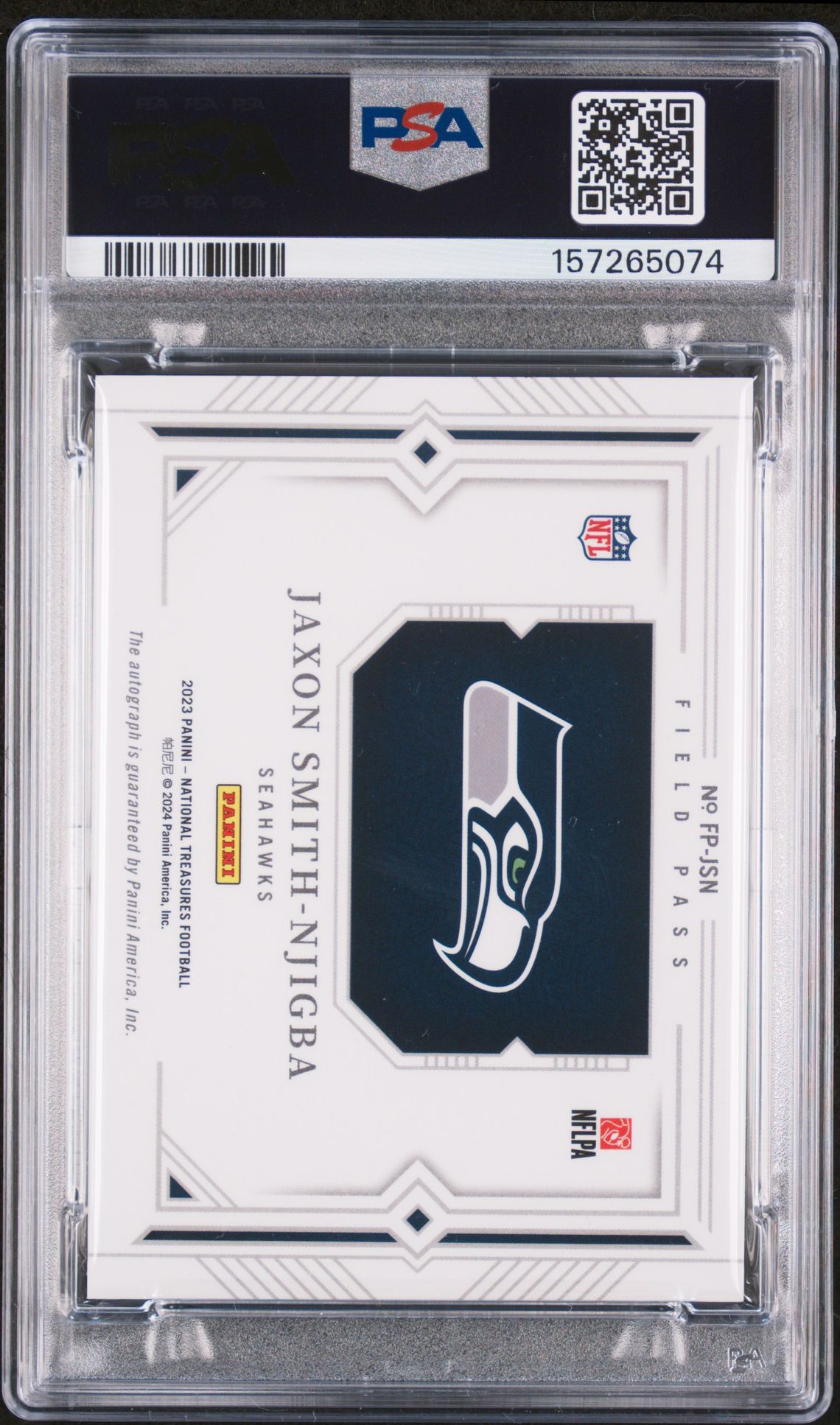 2023 Panini National Treasures Rookie Signatures Field Pass Jaxon Smith-Njigba #Jsn (Rk Signature Field Pass) Nm 7 back
