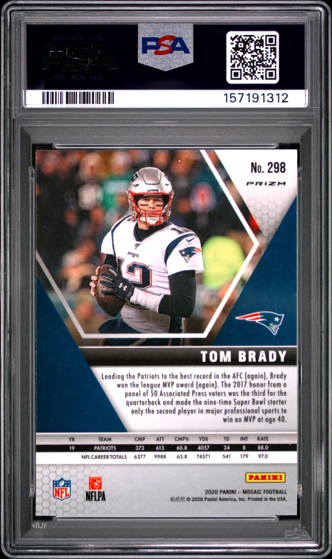 2020 Panini Mosaic Tom Brady #298 (Green Mosaic) Mint 9 back