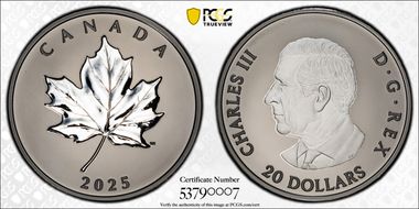 2025 $20 Elegant Maple Matte PR70