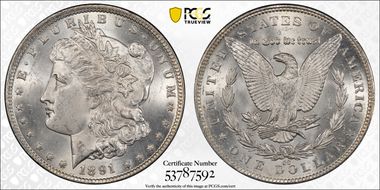1891-CC $1 VAM 3, Spitting Eagle MS63