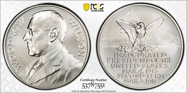 (2026) Medal Woodrow Wilson Silver Matte Finish First Strike MS70