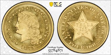 1879 $4 Flowing Hair PR67CAM