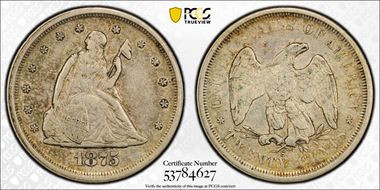 1875-S 20C AU50