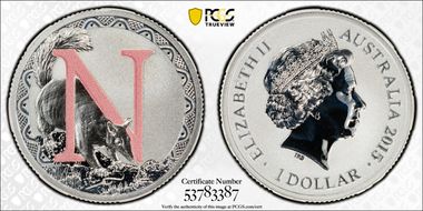 2015 $1 N - Numbat Ag Colorized MS70