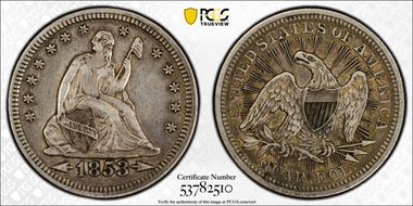 1853 25C Arrows and Rays XF40