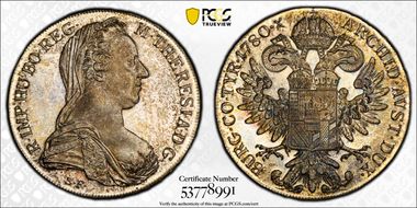 "1780"-S.F. Thaler Modern Restrike (1853-Present) MS68