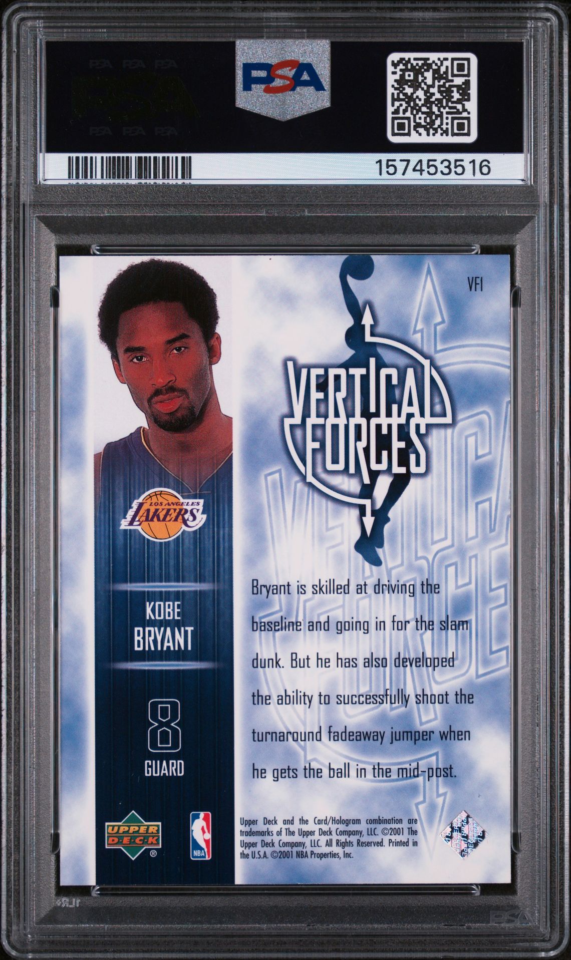 2000 Upper Deck Encore Vertical Forces Kobe Bryant #Vf1 (Vertical Forces) Nm 7 back