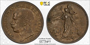 1911-R 10C 50th Anniv. Kingdom KM-51 AU55BN
