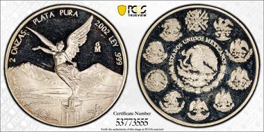 2002-Mo 2 Onza Libertad Ag PR64DCAM