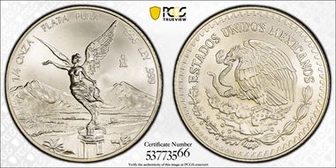 1996-Mo 1/4 oz Libertad Ag MS68