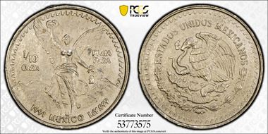 1991-Mo 1/10 oz Libertad Ag MS64