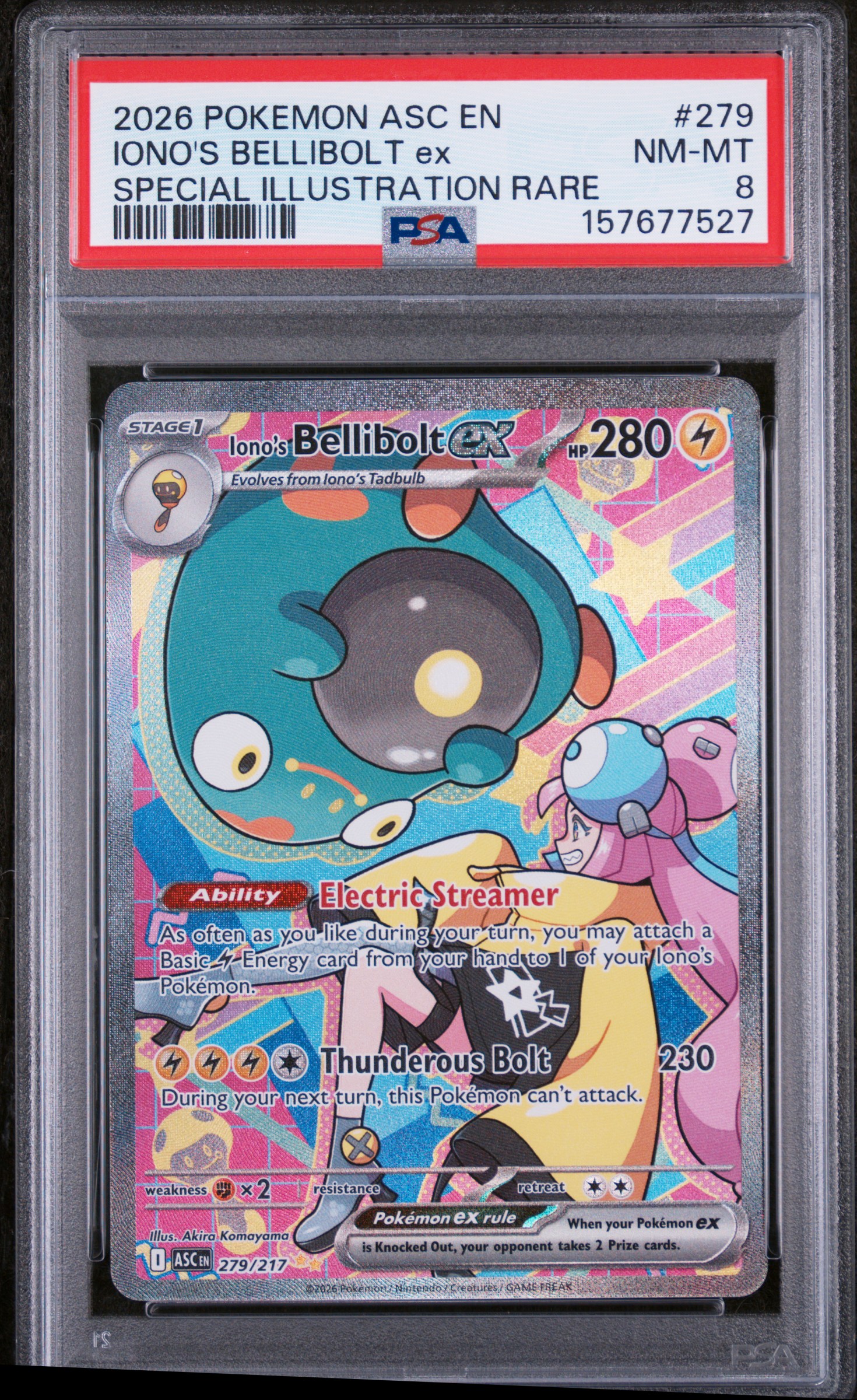 2026 #279 Iono's Bellibolt EX PSA 8 Asc EN-Ascended Heroes