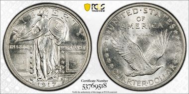 1917 25C Type 1 MS67+ FH