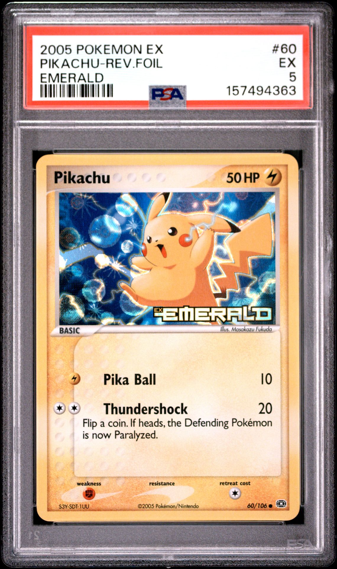 2005 Pokemon Ex Emerald Pikachu-Rev.foil #60 (Emerald) Ex 5 front