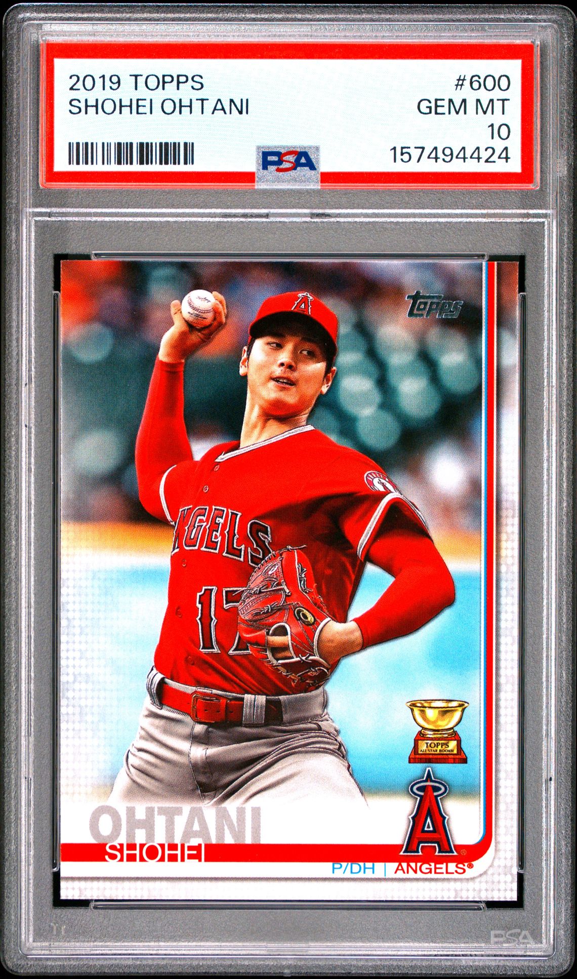 2019 Topps Shohei Ohtani #600 Gem Mt 10 front view - PSA graded GEM MT 10