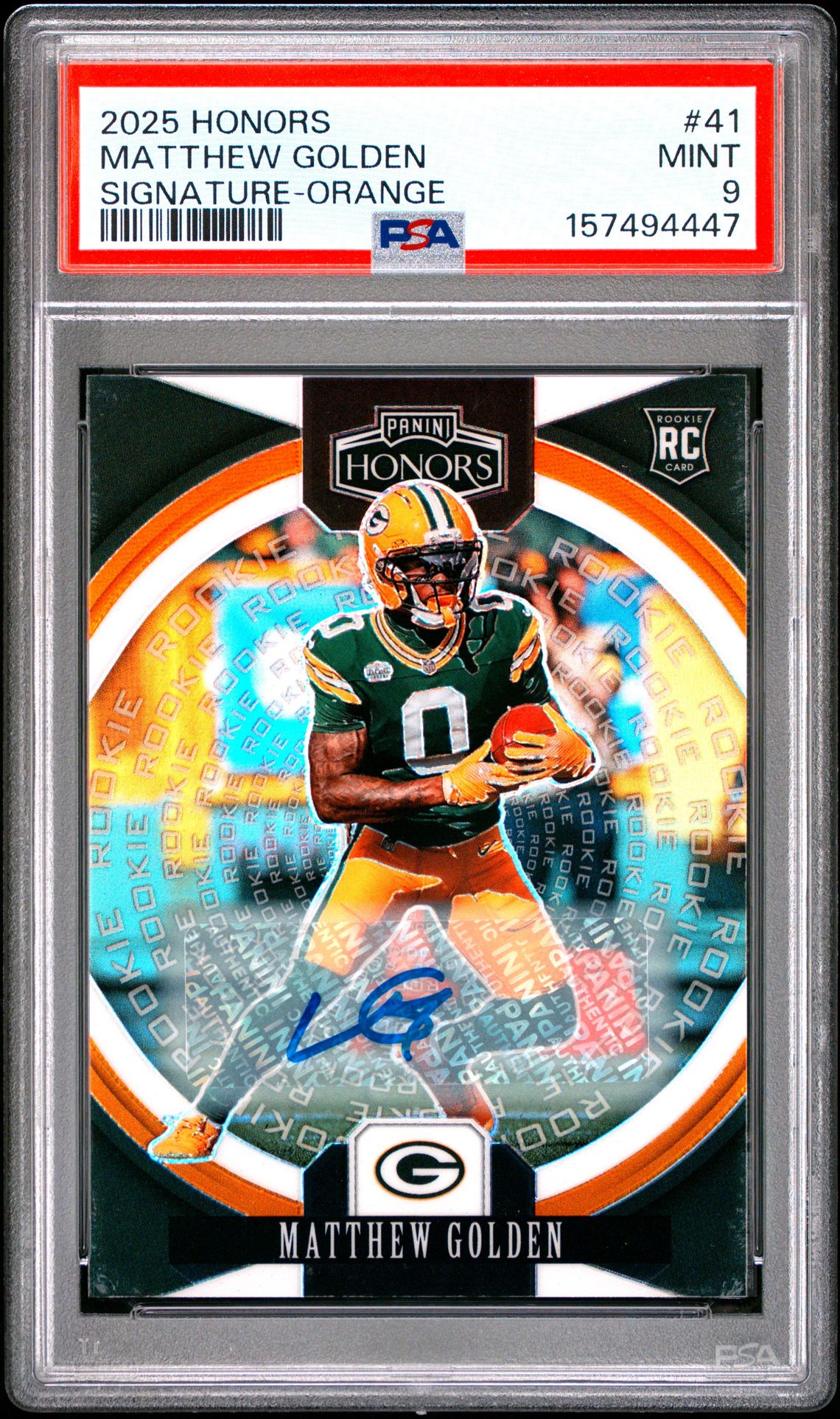 2025 Panini Honors Matthew Golden #41 (Signature-Orange) Mint 9 front