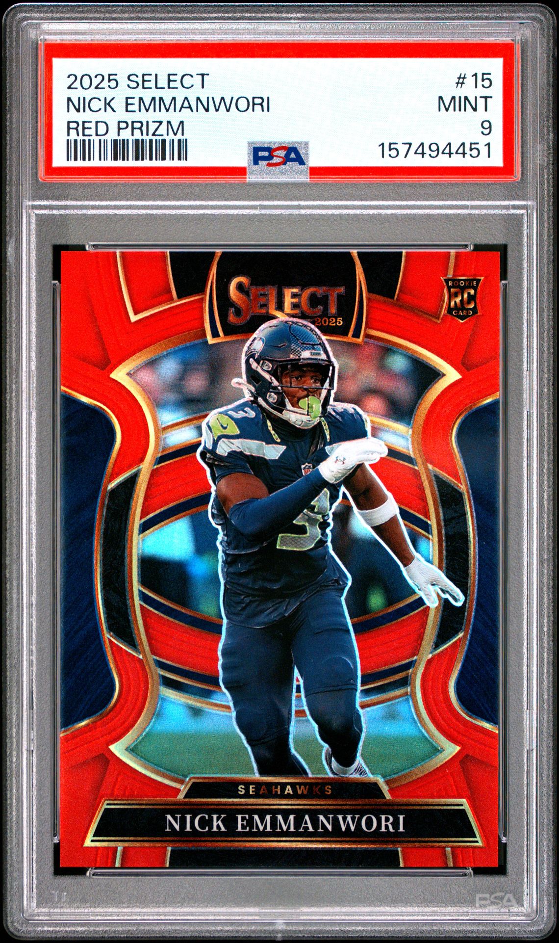 2025 Panini Select Nick Emmanwori #15 (Red Prizm) Mint 9 front