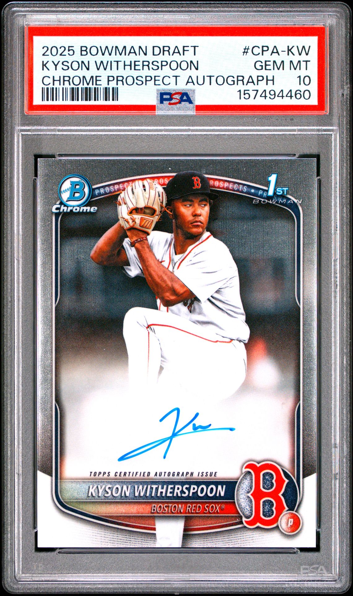 2025 Bowman Draft Chrome Prospect Autographs Kyson Witherspoon #Cpa-Kw Gem Mt 10 front