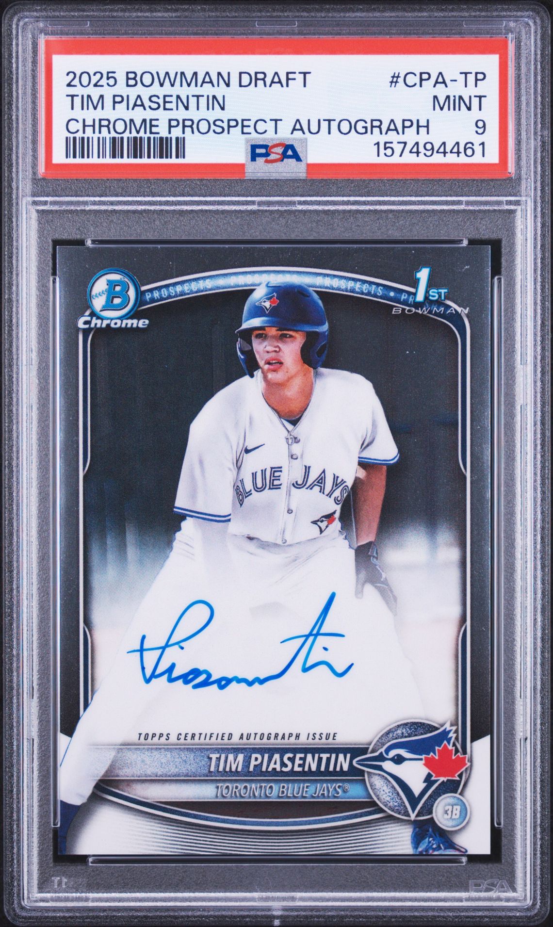 2025 Bowman Draft Chrome Prospect Autographs Tim Piasentin #Cpa-Tp Mint 9 front