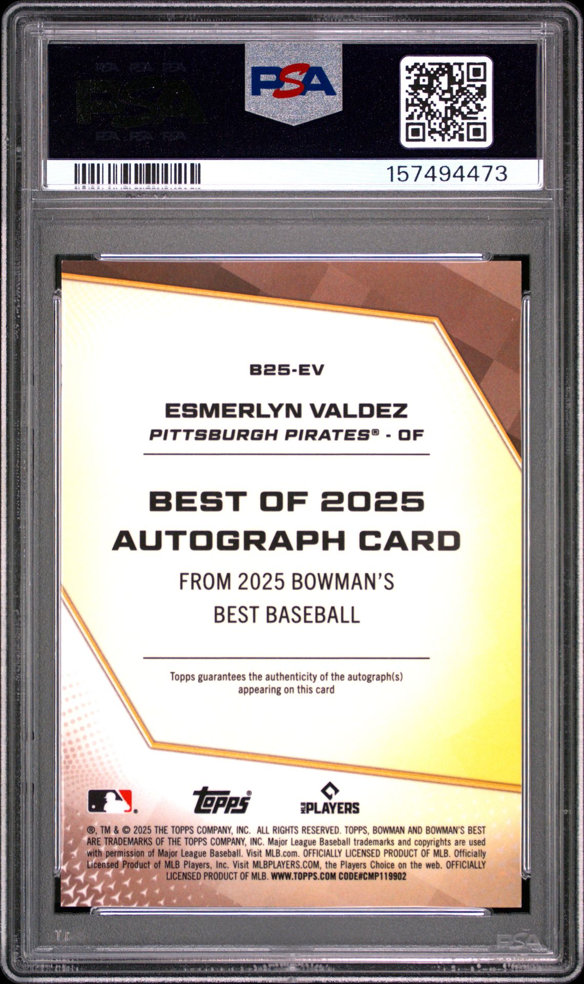 2025 Bowman's Best Best Of 2025 Autographs Esmerlyn Valdez #B25-Ev Mint 9 back