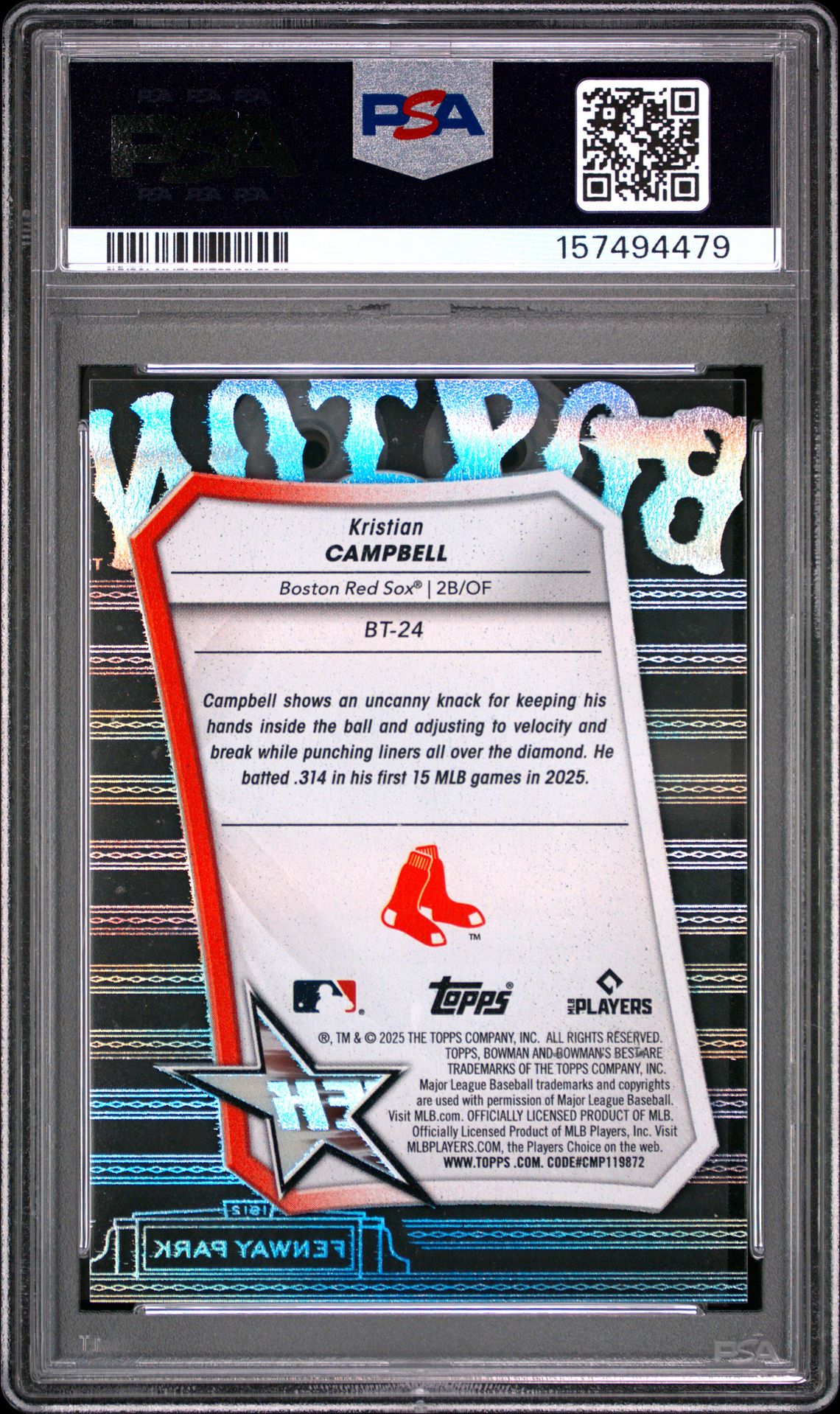 2025 Bowman's Best Best Tek Kristian Campbell #Bt-24 Nm-Mt 8 back