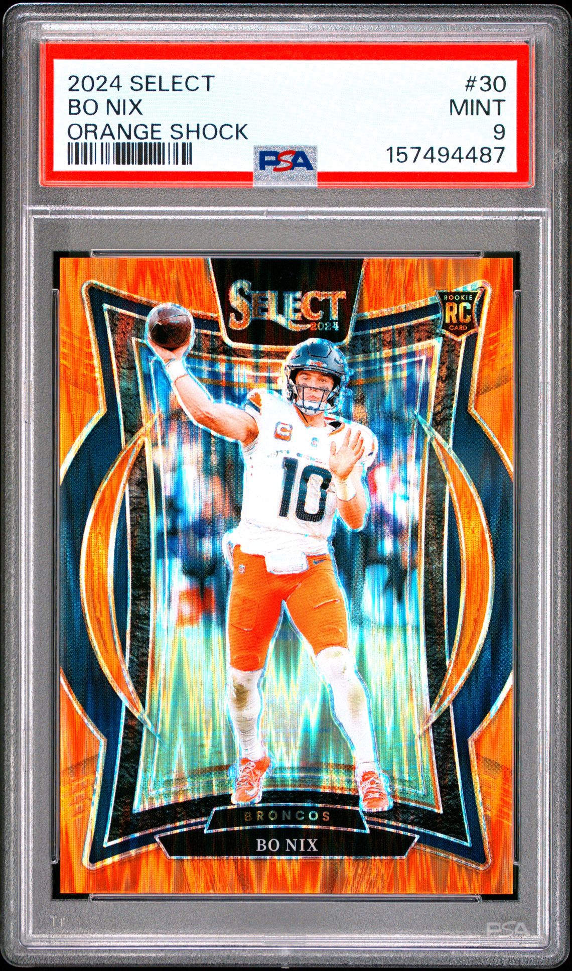 2024 Panini Select Bo Nix #30 (Orange Shock) Mint 9 front