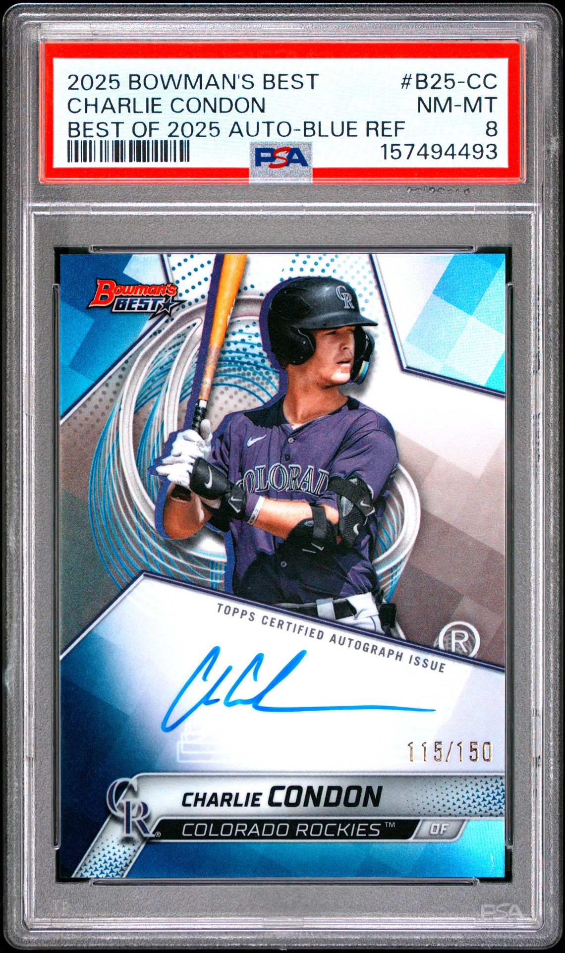 2025 Bowman's Best Best Of 2025 Autographs Charlie Condon #B25-Cc (Best Of 2025 Auto-Blue Ref) Nm-Mt 8 front